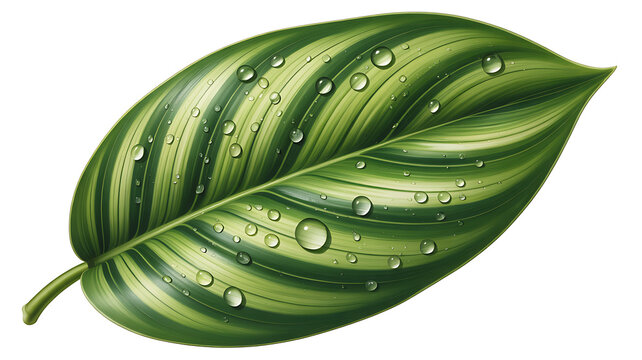 Fresh green leaf with glistening water drops nature