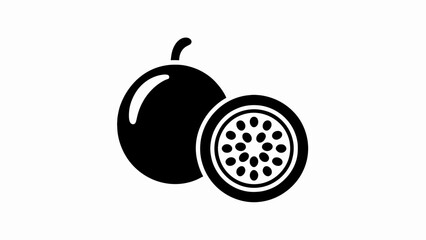 Passion Fruit Vector Icon Design with Half Cut for Illustration and Graphics Simple Modern Fresh Fruit Design Element