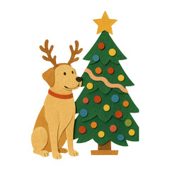 Fototapeta premium PNG Festive dog with Christmas tree