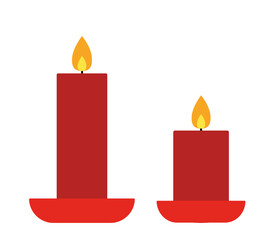 Set of  Lit red candle.
Simple shape holiday red candle design.
Burning red candle flat stock vector  illumination Isolated.
Transparent background. SVG file.