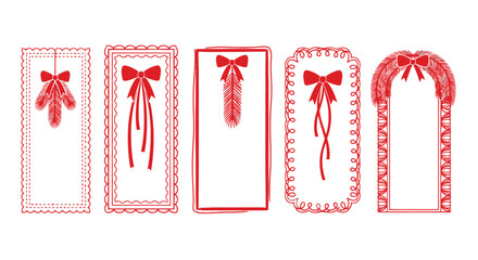 Red christmas frames with bows vector design holiday season editable vector