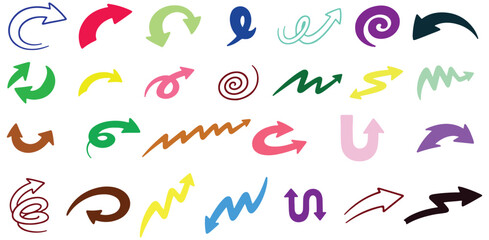 Arrow Icons Set, Collection Of Colorful Directional And Flow Symbols For Design Project Management And UI Navigation Applications


