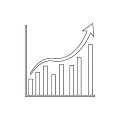 A simple line graph with an upward trending arrow indicating growth and success