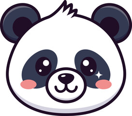 Cute cartoon panda face with sparkling eyes and rosy cheeks