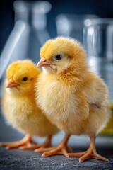 Fluffy chicks in a research lab showcasing the importance of bio studies