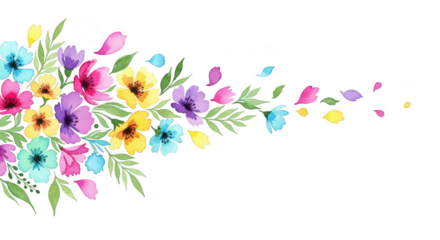 Watercolor floral arrangement on black background isolated illuustration on transparent background