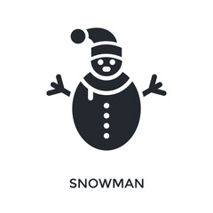 Snowman Icon Glyph Style. Vector Illustration For Graphic Design