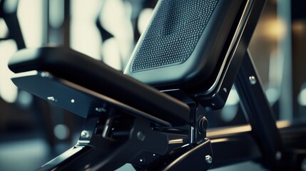 Close-up of a Black Exercise Machine in a Gym.