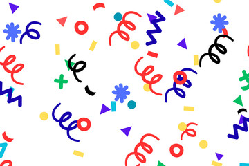 Colorful confetti and serpentine