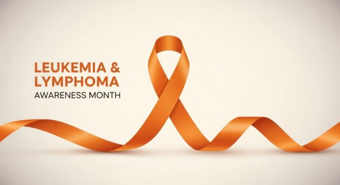 Leukemia Lymphoma Awareness Month Orange Ribbon Against Light Background