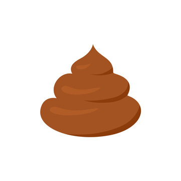 Feces Icon, Simple Poop Brown Color Feces Icon Flat Cartoon. Vector Illustration