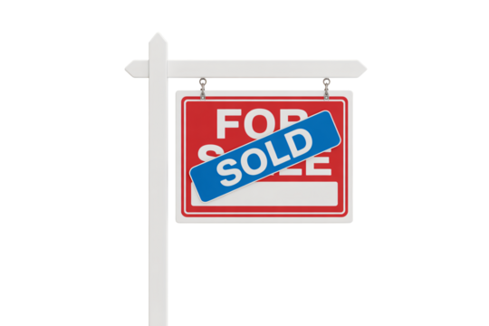 Real estate success a home is sold now with a sign, celebrating successful property deal and new beginnings in homeownership, a symbol of achievement