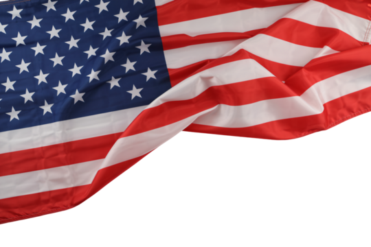 Patriotic American flag waving gracefully, perfect for Fourth of July celebrations, political campaigns, or showing national pride in your design projects