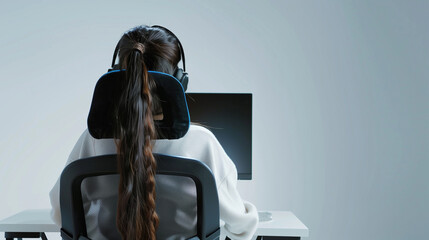 Teen girl using computer at home
Young female student working on computer