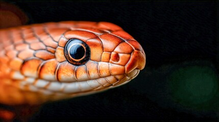 Fototapeta premium Close-up of a vibrant orange snake showcasing intricate scales and sharp eyes