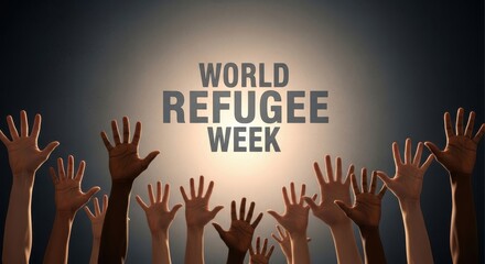 World Refugee Week raised hands community support background