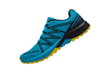 Stylish blue running shoe designed for peak athletic performance and comfort, ideal for marathons and outdoor training on any terrain for fitness enthusiasts
