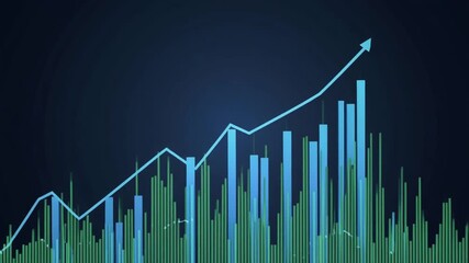 Dynamic Upward Trending Graph and Bar Chart Illustrating Business Growth, Financial Market Success, and Data Analytics Progress in a Modern Digital Context - Powered by Adobe