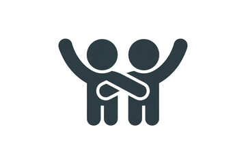 Joyful friends embracing with arms raised in celebration capturing pure happiness and strong connection for your next project