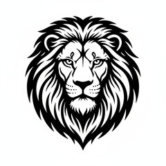 Obraz premium Majestic African black and white lion head illustration