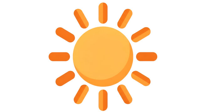 A cheerful cartoon sun with bright orange rays radiating from a central circle on black background.