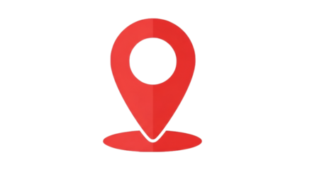 A red location pin icon on a black background signifies a place or destination point.