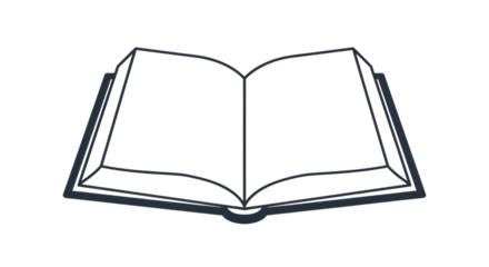 Elegant vector illustration of an open book on a black background, simple and modern style.