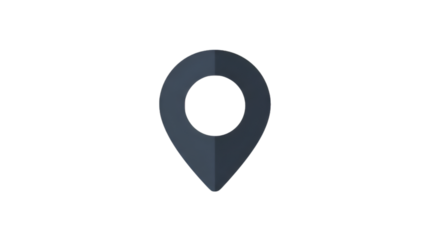 A stylized location pin on a solid black background, suggesting navigation and destinations.