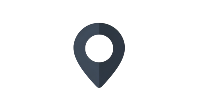 A stylized location pin on a solid black background, suggesting navigation and destinations.