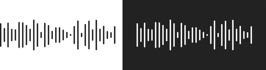 Sound wave icon set. Audio Wave and Music Frequency Symbols. Audio Equalizer and Volume Level Interface. Voice Recording and Live Broadcast Waveform Symbols