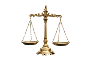 Antique golden balance scale against a deep black background, symbolizing justice, law, and fairness in a vintage style, ready for commercial use
