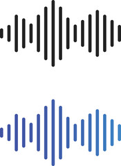 Sound wave icon set. Audio Wave and Music Frequency Symbols. Audio Equalizer and Volume Level Interface. Voice Recording and Live Broadcast Waveform Symbols