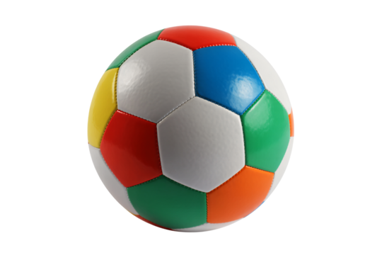 Vibrant, colorful soccer ball ready for energetic play and outdoor fun, perfect for sports marketing campaigns and active lifestyle visuals.