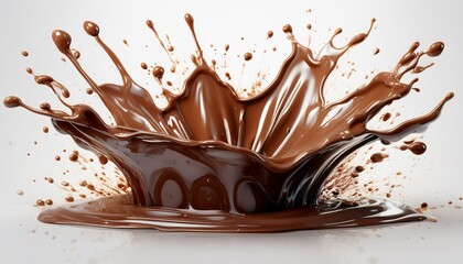 melting chocolate burst explosion splash isolated on white background