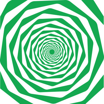 Green and White Decagonal Spiral Optical Illusion Background
