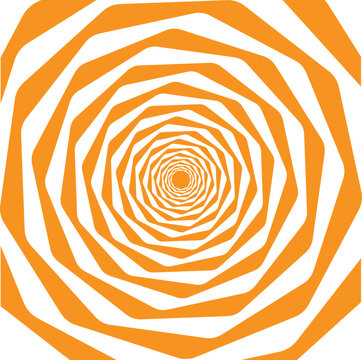 Orange and White Decagonal Spiral Optical Illusion Background