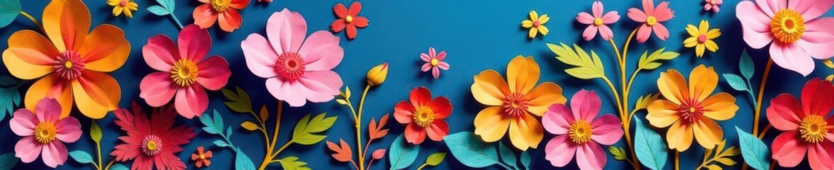 Obraz premium Intricate colorful paper cut flower backdrop Abstract floral mosaic pattern , illustration, cut