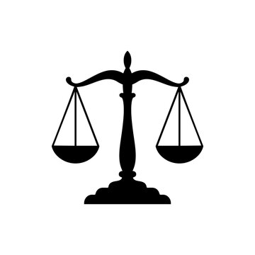 Simple scales of justice silhouette vector flat illustration design.