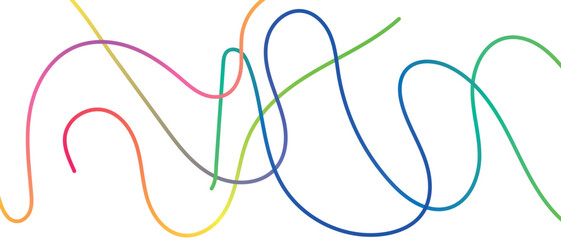 Dynamic abstract colorful wavy lines on a white background