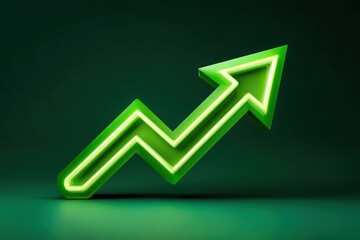 Bright green neon arrow symbolizing upward growth and positive financial trends