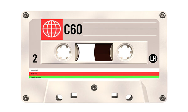 Cassette tape symbolizing retro sound  3d