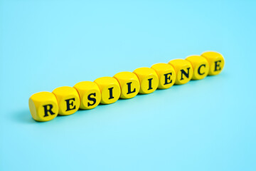 Resilience. inscription on the cubes of the yellow