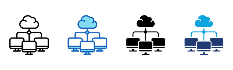 Cloud Network icon Multi Style Vector Illustration