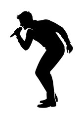 Silhouette Detailed Singer Performing with Microphone on Stage Illustration