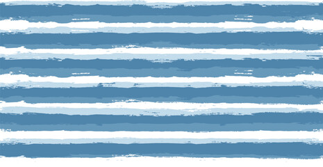 Blue stripes seamless pattern. Grunge lines print. Watercolor sea stripes background	