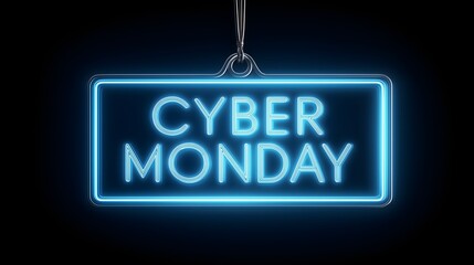 Cyber Monday sale text in blue tones on plain Black background – Cyber Monday