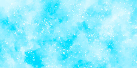 Abstract blue sky watercolor background. light blue bokeh glitter background on blurred texture. watercolor stain with hand paint pattern on blue splash with canvas. beautiful blue sky with cloud.