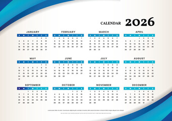 Happy new year monthly calendar planner design with place for image template