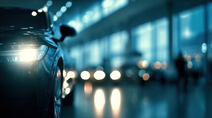 Modern car headlight close up showcasing design and illumination in display