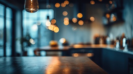 Warm lighting modern kitchen interior design